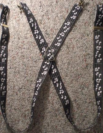 Black Suspenders with white musical notes